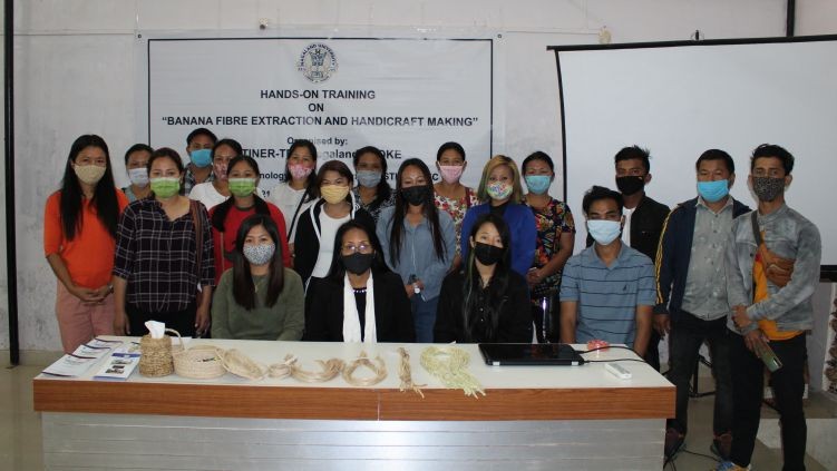 Participants during the training on banana fibre extraction and basics on handicraft making, organised by STINER-TFC, SASRD, NU, Medziphema campus on March 3. (Photo Courtesy: SASRD NU)